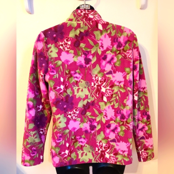 🌟 Floral Zipper Fleece Jacket Size Small - Picture 6 of 6